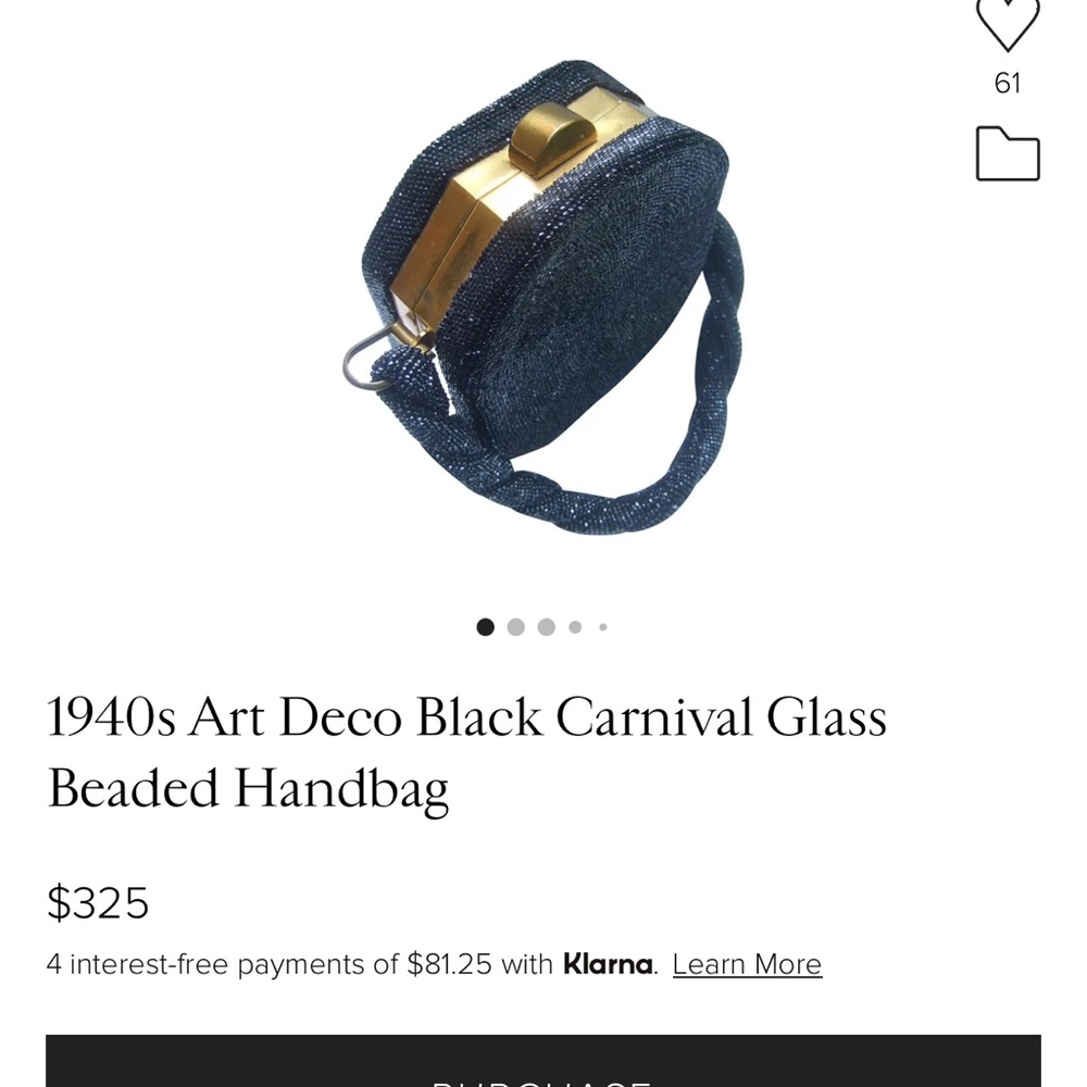 1940s Art Deco Black Carnival Glass Beaded Handbag